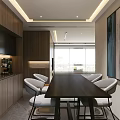 Modern Living Dining Room Interior With Wooden Wall TV Backdrop Armchair Coffee Table And Rug