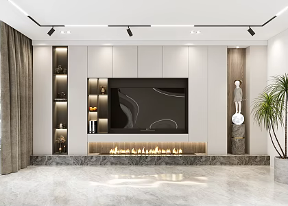 Modern TV background wall TV wall 3d model