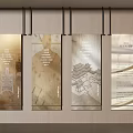 Elegant Hanging Display Panels With Text And Architectural Art In Interior Space 3d model