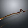 Slender Brown Snake With Extended Tongue On Shiny Black Surface 3d model