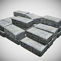 Gray Rough Textured Concrete Blocks Stacked In Pile For Building Construction
