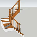Wooden Staircase Design With Elegant Handrail And Solid Wooden Steps 3d model