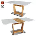 Modern Table With White Surface Wooden Frame And Metal Base Design 3d model