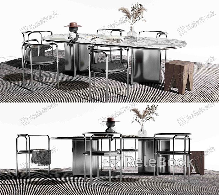 Modern Dining Table and Chair Combination model