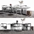 Modern Dining Table and Chair Combination 3d model