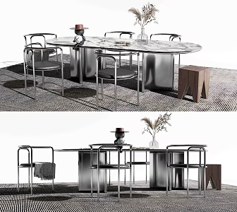 Modern Dining Table and Chair Combination 3d model