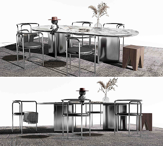 Modern Dining Table and Chair Combination 3d model