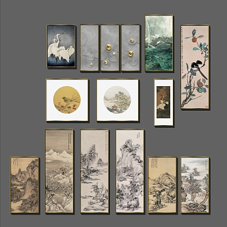 New Chinese Landscape Painting Decorative Painting Hanging Painting 3d model