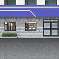 Spacious Service Hall Interior With Marble Floor Reception Desk Digital Screen And Green Plants