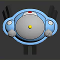 Blue Cartoon Robot With Silver Round Body Yellow Part Black Side Structures And Eyes