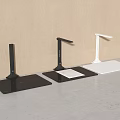 Three Modern Commercial Desktop Stands in Black and White with Flat Base Structure 3d model
