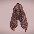 Stylish Vibrant Ethnic Patterned Shawl With Detailed Colorful Geometric Designs And Fringes