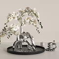 Metal Vase Orchid 3d model