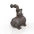 Rusty Industrial Equipment With Metal Pipes Valves And Cylindrical Tank