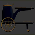 Navy Blue Two Tier Serving Cart With Gold Accents And Decorative Wheels