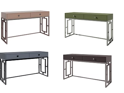 Modern Console Table With Multiple Colors Drawer Storage And Metal Frame Design For Entryway 3d model