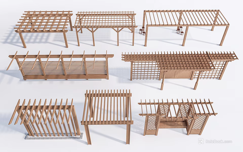 Wooden Pergola Various Outdoor Designs And Structural Styles For Gardens 3d model 
