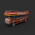 Vintage Red Yellow Bus With Majestic City Tour Sign Free Rides And Roof Rack