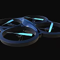 Intelligent Drone With Four Rotors Blue Propellers And Protective Rings 3d model