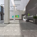 Elegant Modern Lobby Reception Desk With Hanging Lights Marble Walls And Spacious Interior