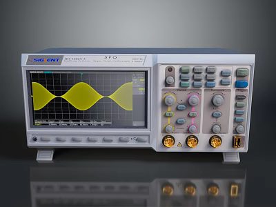 UNI-T UTD2102CEX Digital Oscilloscope With Yellow Waveform Display And Control Buttons 3d model