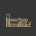 Intricate Historical Gothic Building Model With Spire Rose Window And Flying Buttresses