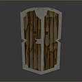 Medieval Shield With Wooden Panels Stone Frame And Cross Decorative Pattern