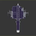 Futuristic Cosmic Spaceship 3D Model With Purple Silver Design And Multiple Thrusters 3d model
