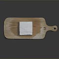 Fresh Square White Tofu Block Placed On Wooden Cutting Board Surface