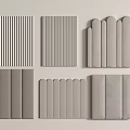 Various Textured Grey Decorative Panels With Striped And Curved Surface Designs 3d model