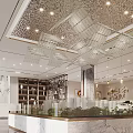 Modern Sales Office With Marble And Chandeliers And Natural Light