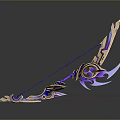 Purple And Gold Decorative Bow Weapon Featuring Shiny Ornate Curved Details