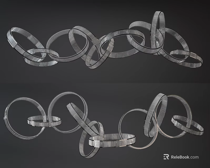 Modern Crystal Chandelier With Circular Metal Rings For Contemporary Interior Design 3d model 