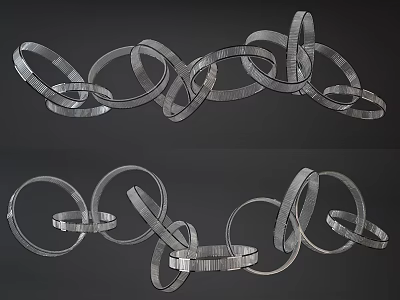 Modern Crystal Chandelier With Circular Metal Rings For Contemporary Interior Design 3d model