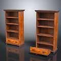 Set Of Two Wooden Entryway Side Cabinets With Open Storage Shelves And Drawers