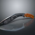 Tactical Curved Blade Knife With Orange Handle And Metallic Sharp Edge Design
