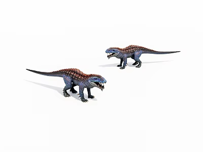 Two Colorful Dinosaur Toy Figures With Detailed Spotted Patterns And Standing Pose 3d model