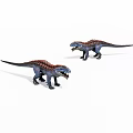 Two Colorful Dinosaur Toy Figures With Detailed Spotted Patterns And Standing Pose