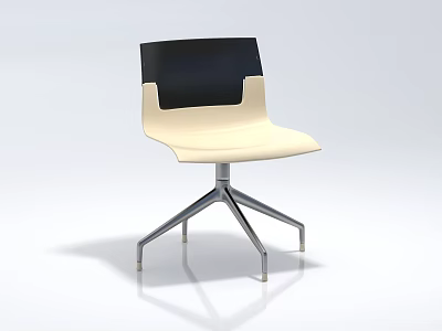 Modern Office Chair With Black Backrest Beige Seat And Chrome Five Star Base 3d model