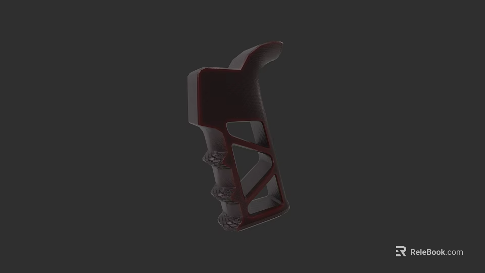 Red Weapon Grip 3D Model With Hollow Design And Textured Surface 3d model 