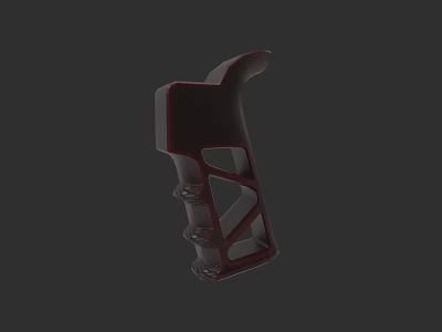 Red Weapon Grip 3D Model With Hollow Design And Textured Surface 3d model