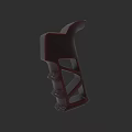 Red Weapon Grip 3D Model With Hollow Design And Textured Surface