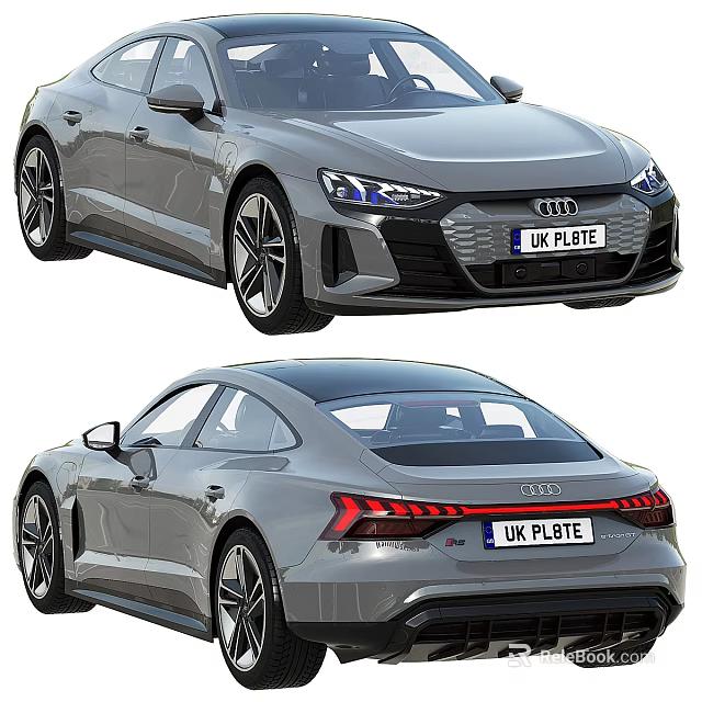 Silver Audi Coupe Style Car With LED Headlights And Taillights Design 3d model