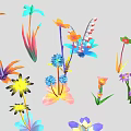 Colorful Different Types Of Garden Plants With Vibrant Flowers Green Leaves And Stems