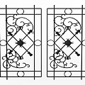 Wrought Iron Partition With Ornate Symmetrical Patterns Curved Scrolls And Star Center