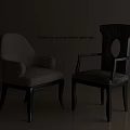 Elegant Dining Chairs Featuring Light Upholstered Armrests Dark Wood Legs And Round Cutout Back