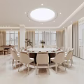 Modern Private Dining Room With Round Table And Chairs 3d model