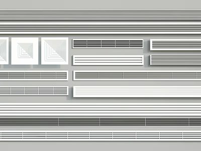 Contemporary Air Conditioner Vents With Linear Grille Designs And Various Patterns For Interiors 3d model