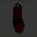 Stylish Red Boots With Black Laces Yellow Stitching Thick Soles And High Heels