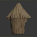 Handmade Straw Decorative Hut Shaped Craft With Textured Surface And Pointed Roof 3d model